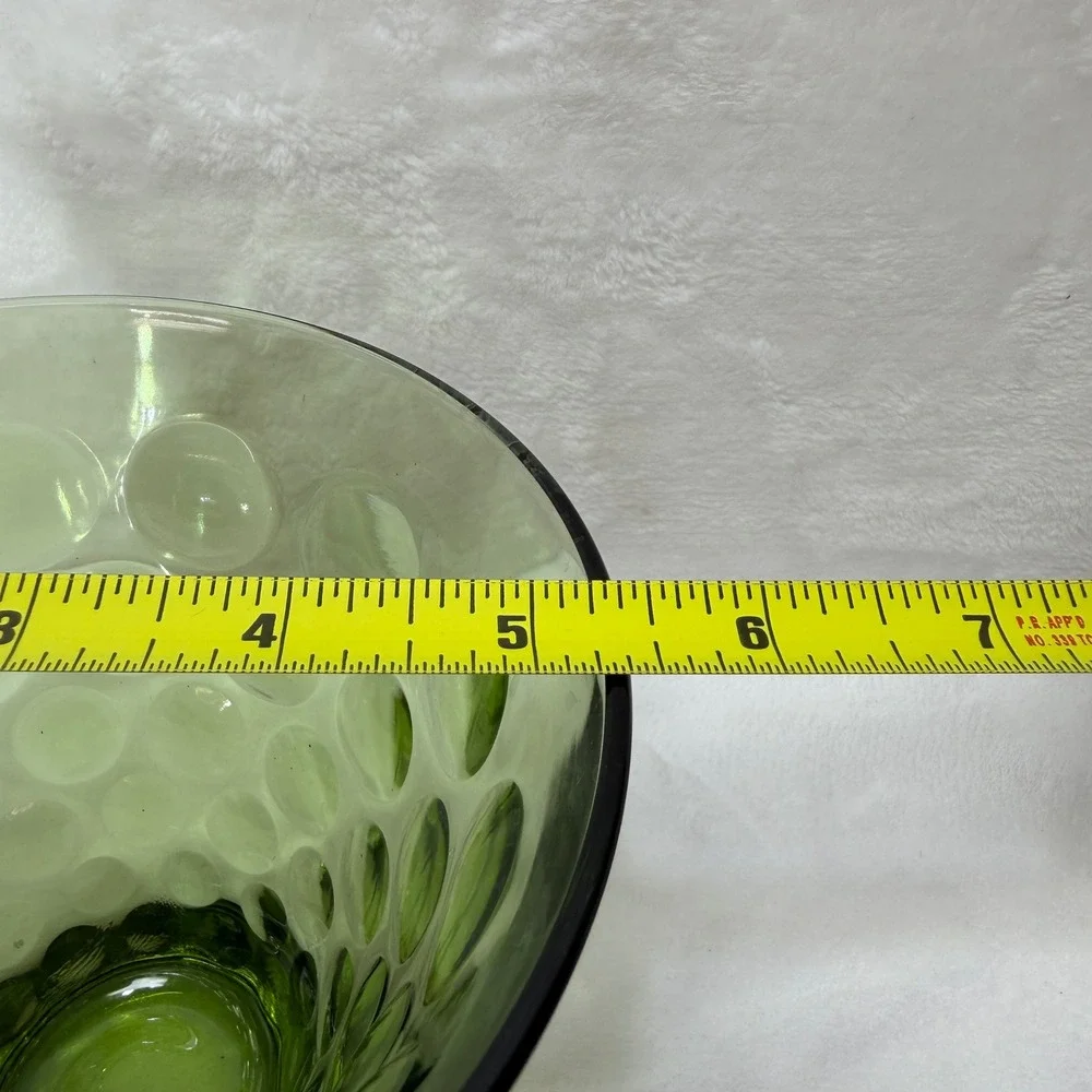 VTG Hazel Atlas Avocado Green Dot El Dorado Candy Dish Thumbprint MCM‎